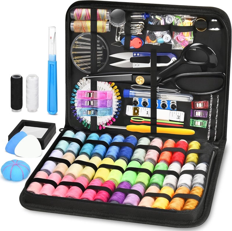 SUTQIGUI Sewing Kit for Adults with Heavy Duty Fabric Scissors, 241 Pcs Newly Upgraded Hand Travel Sewing Kit Professional Needle and Thread Kit, Portable Sewing Supplies for Travel Home Beginners - Image 1